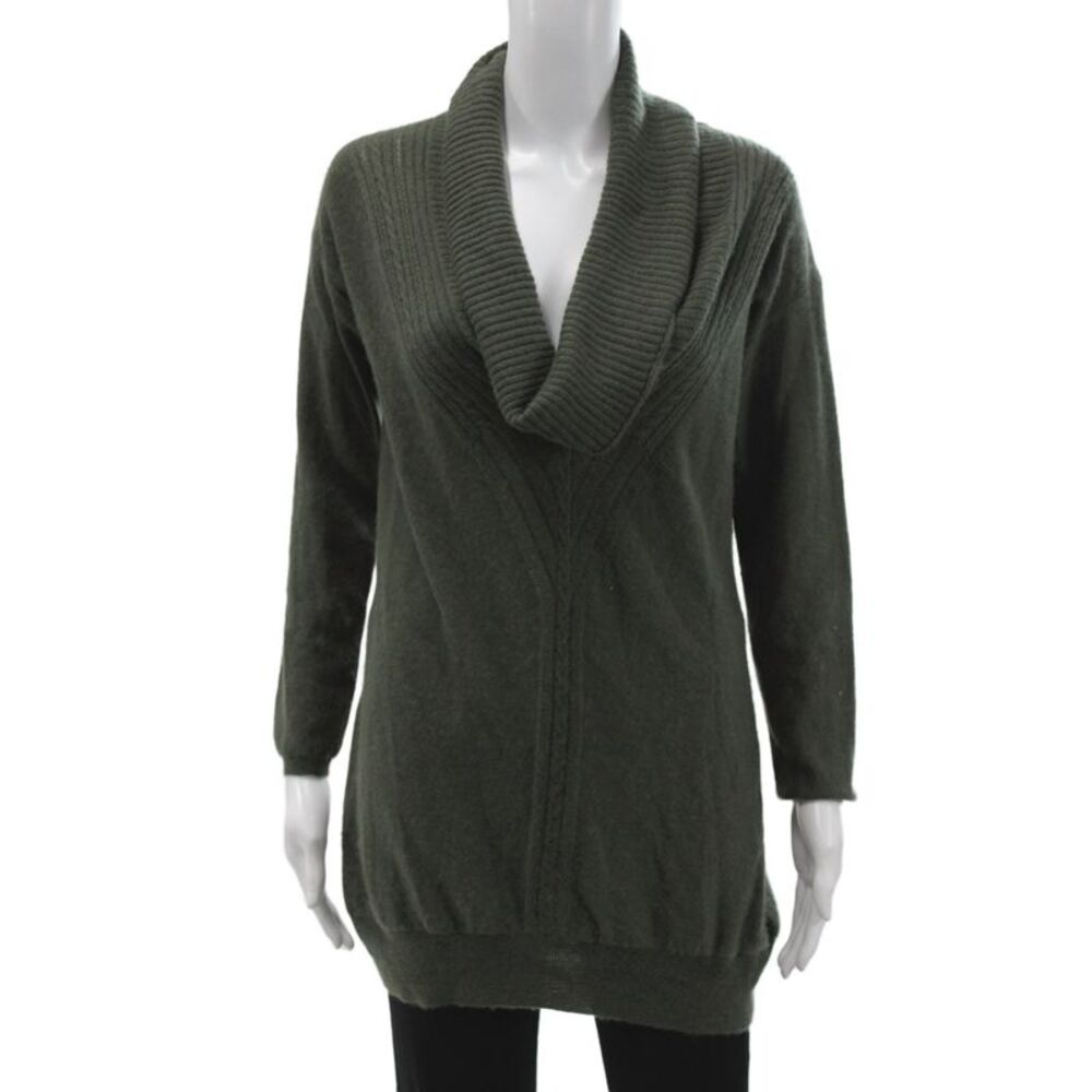 Velvet Womens Cashmere Cowl Neck Pullover Sweater Green Long Sleeve Size M